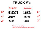 SET OF 2 | Vinyl Truck Decal Numbers Regular