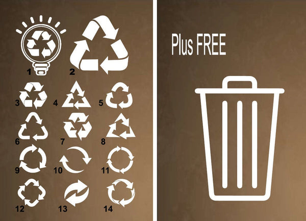 Set of 3 Recycle and Trash  decals / recycle/ trash / Vinyl decal