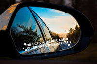 2x Objects in mirror are cuter than they appear sticker vinyl decals for car truck suv  + FREE GIFT  - Custom Order UK