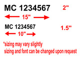 SET OF 2 | Vinyl Truck Decal MC Number