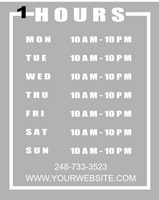 Business Hours Decal, Store Hours Vinyl Decal