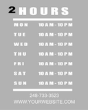 Business Hours Decal, Store Hours Vinyl Decal