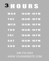 Business Hours Decal, Store Hours Vinyl Decal