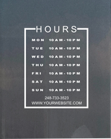 Business Hours Decal, Store Hours Vinyl Decal